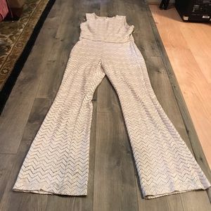 Women’s 60s style cream jumpsuit/romper